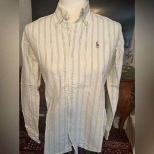Ralph Lauren white with double stripe slim fit 6 Oxford shirt